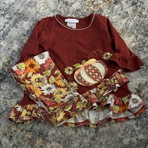 Bonnie Jean Brown Pumpkin Floral Set